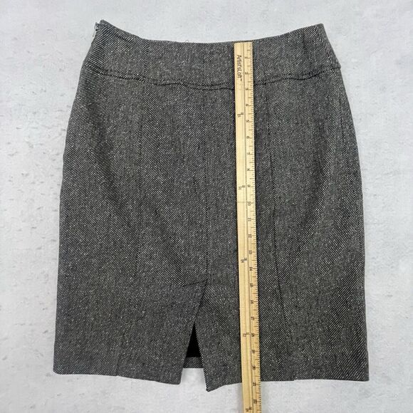Banana Republic Skirt Womens 8 Pencil Gray Tweed Wool Blend Herringbone Back Zip - Picture 4 of 10